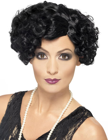 Peruca de cabaret ondulată neagră pentru femei