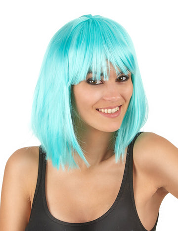 Peruca pătrată femeie albastră cu jumătate de lungime