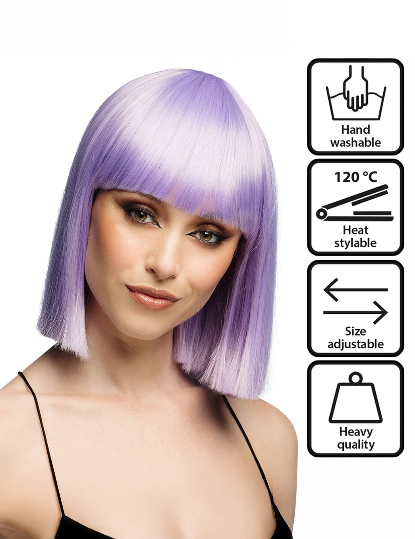 Perucă carré lila pastel de lux pentru adulți 