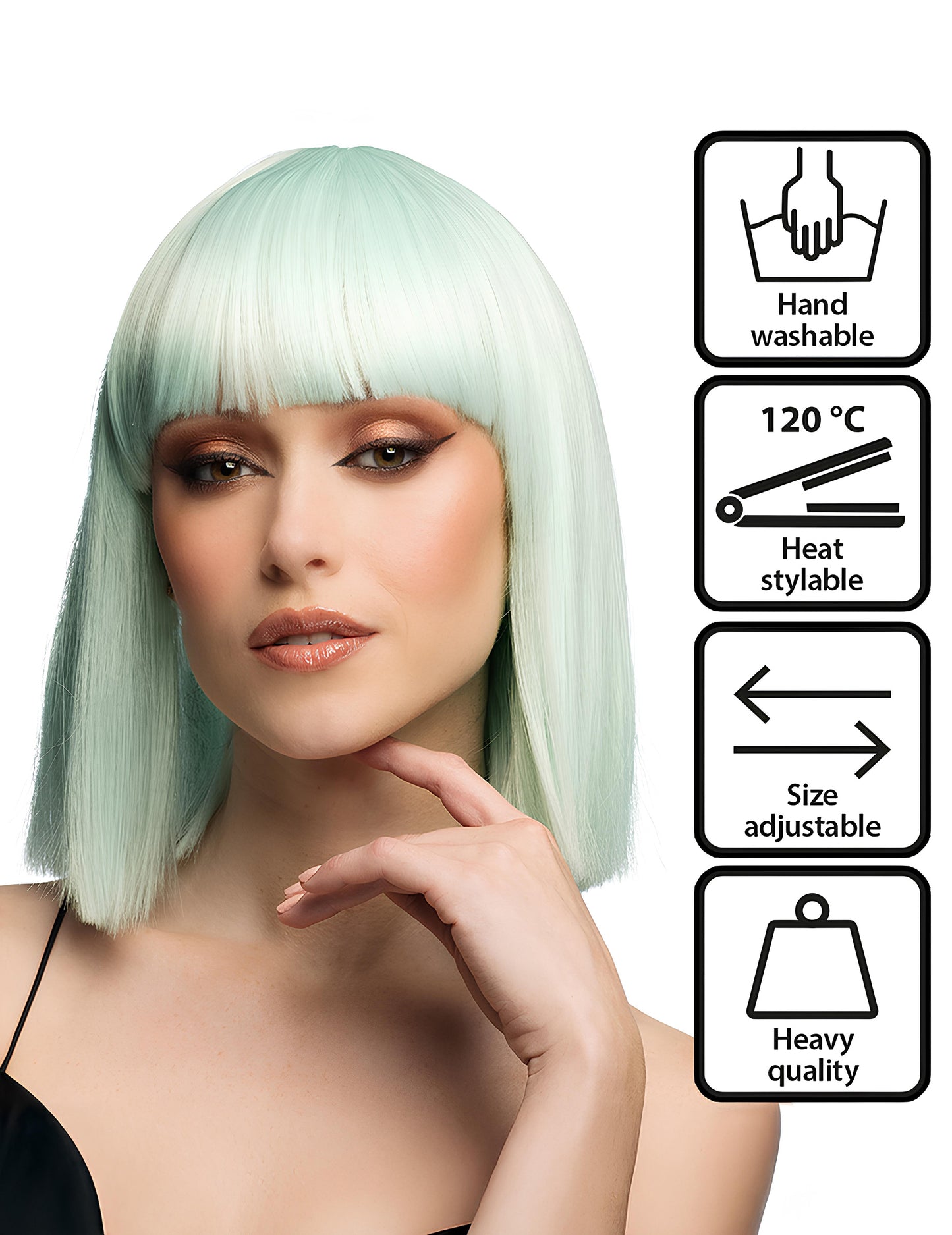 Perucă bob mentă pastel lux pentru adulți 