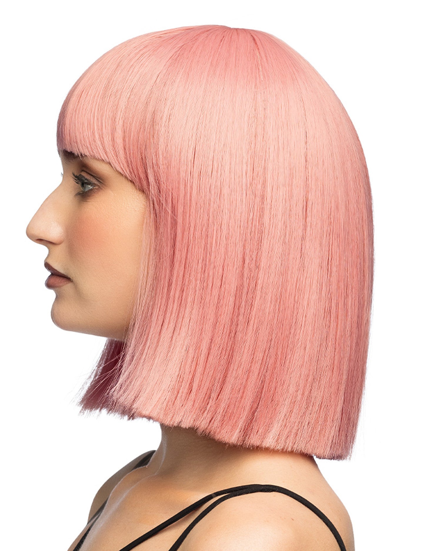 Perucă carré roz somon de lux pentru adulți 