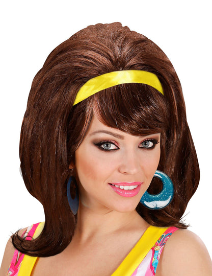 Chatal Wig 60s cu panglică galbenă pentru femei