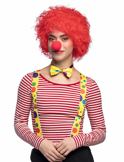 Vue de face de la perruque clown pour femme