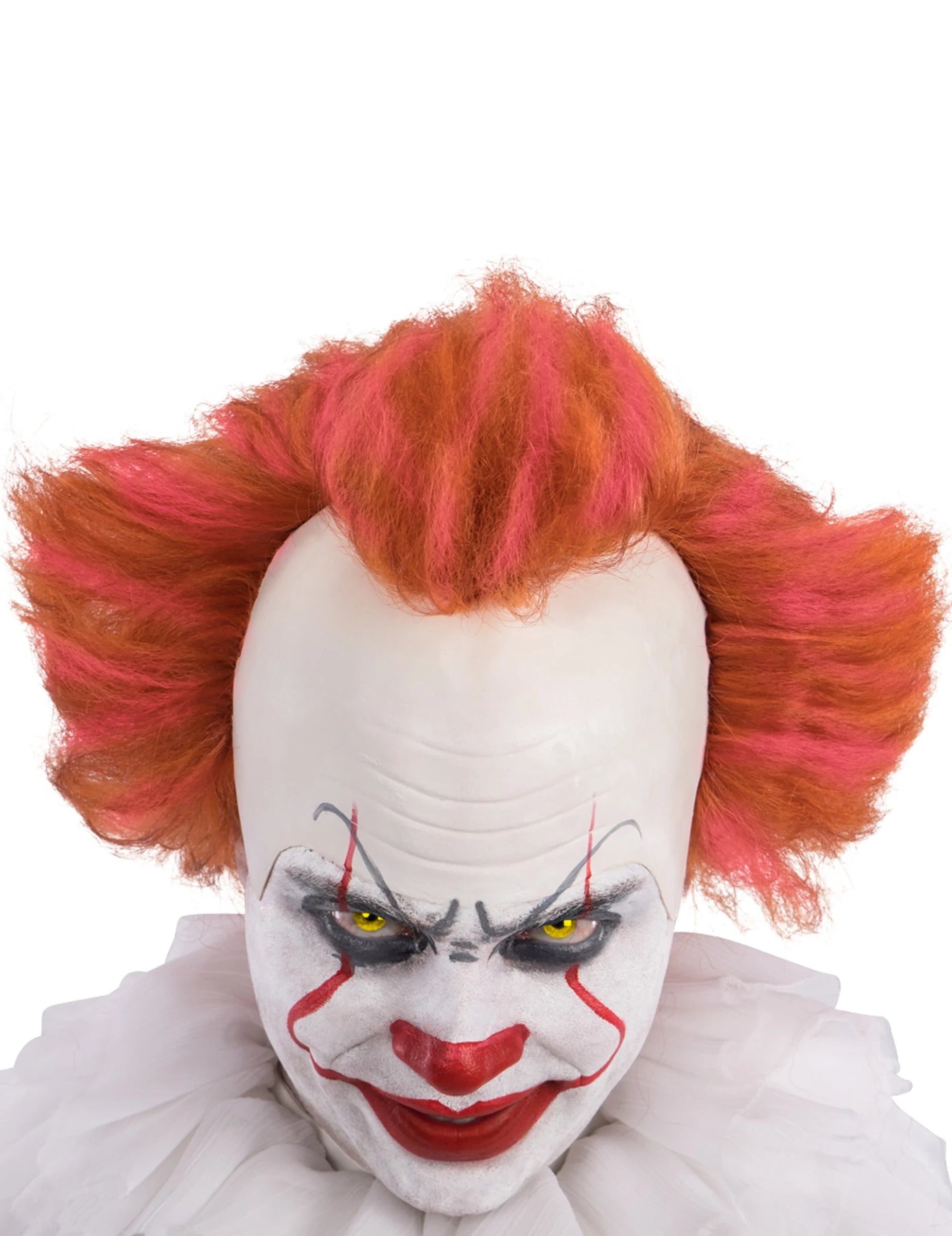 Perruque clown de l'horreur pour adulte orange et rose avec front dégarni