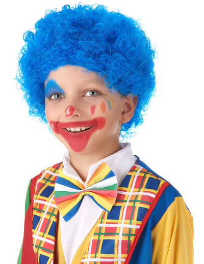 Perruque de clown pour enfant bleue frisée