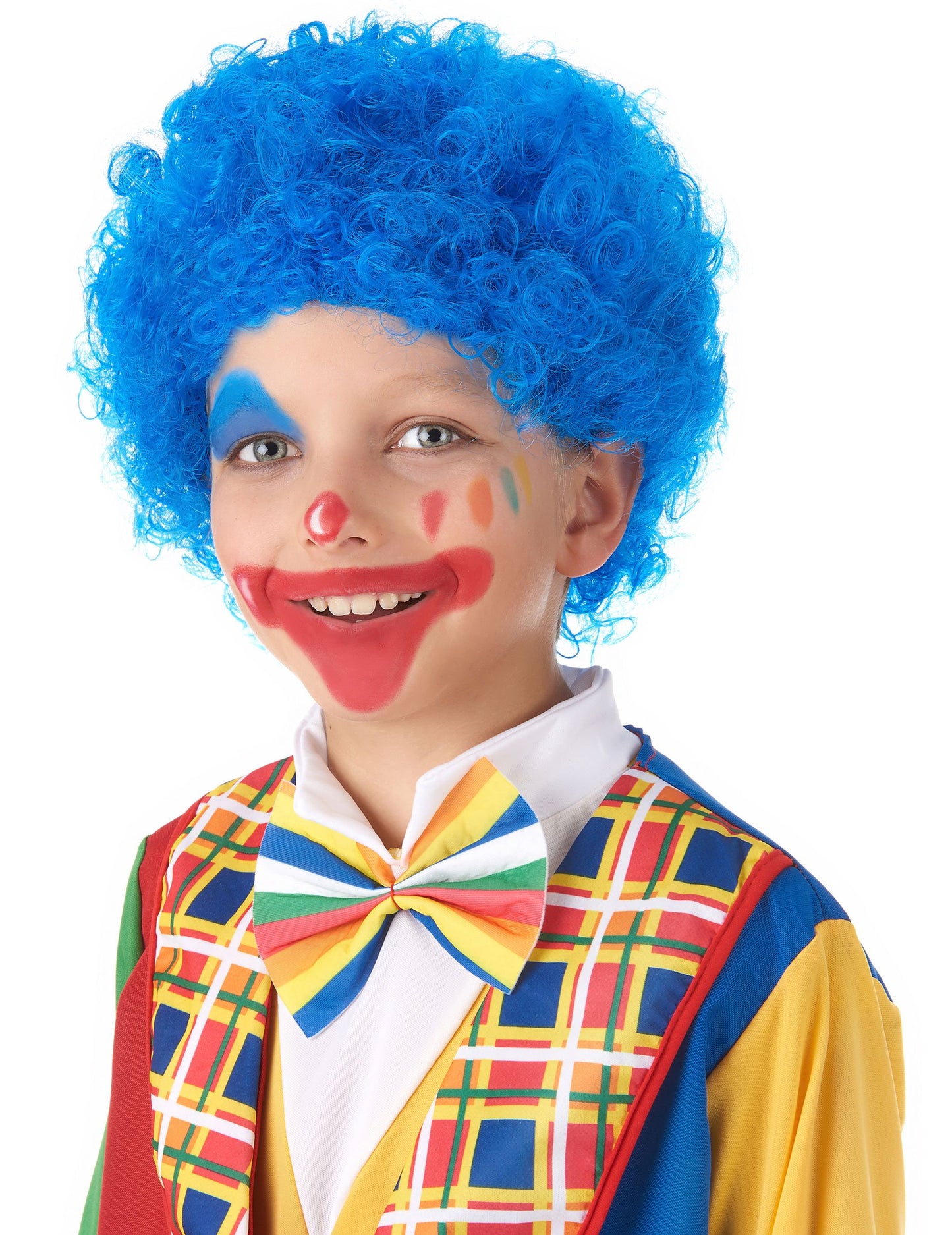 Perruque de clown pour enfant bleue bouclée