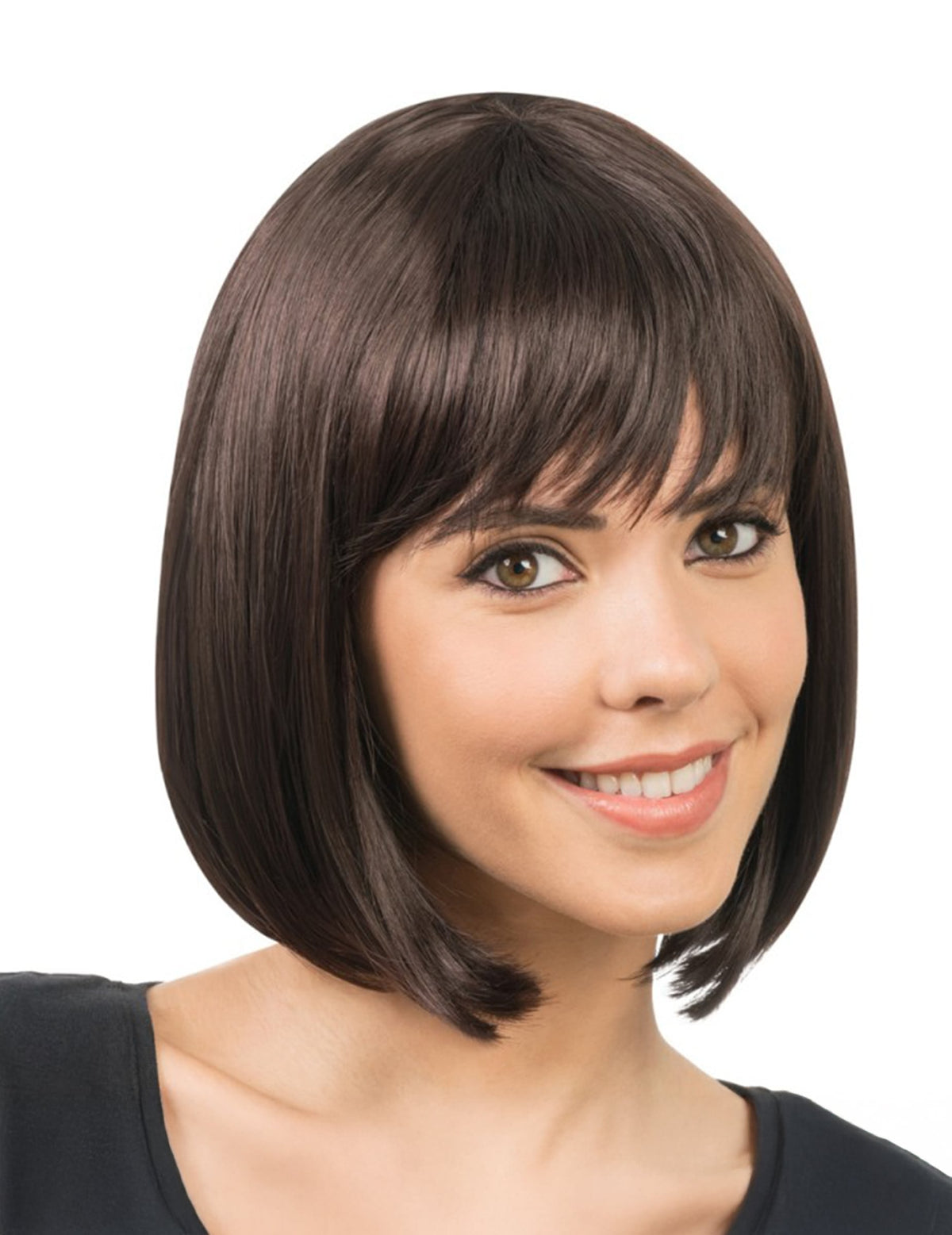 Perucă luxoasă, brună, pătrată, stilizabilă, pentru femei