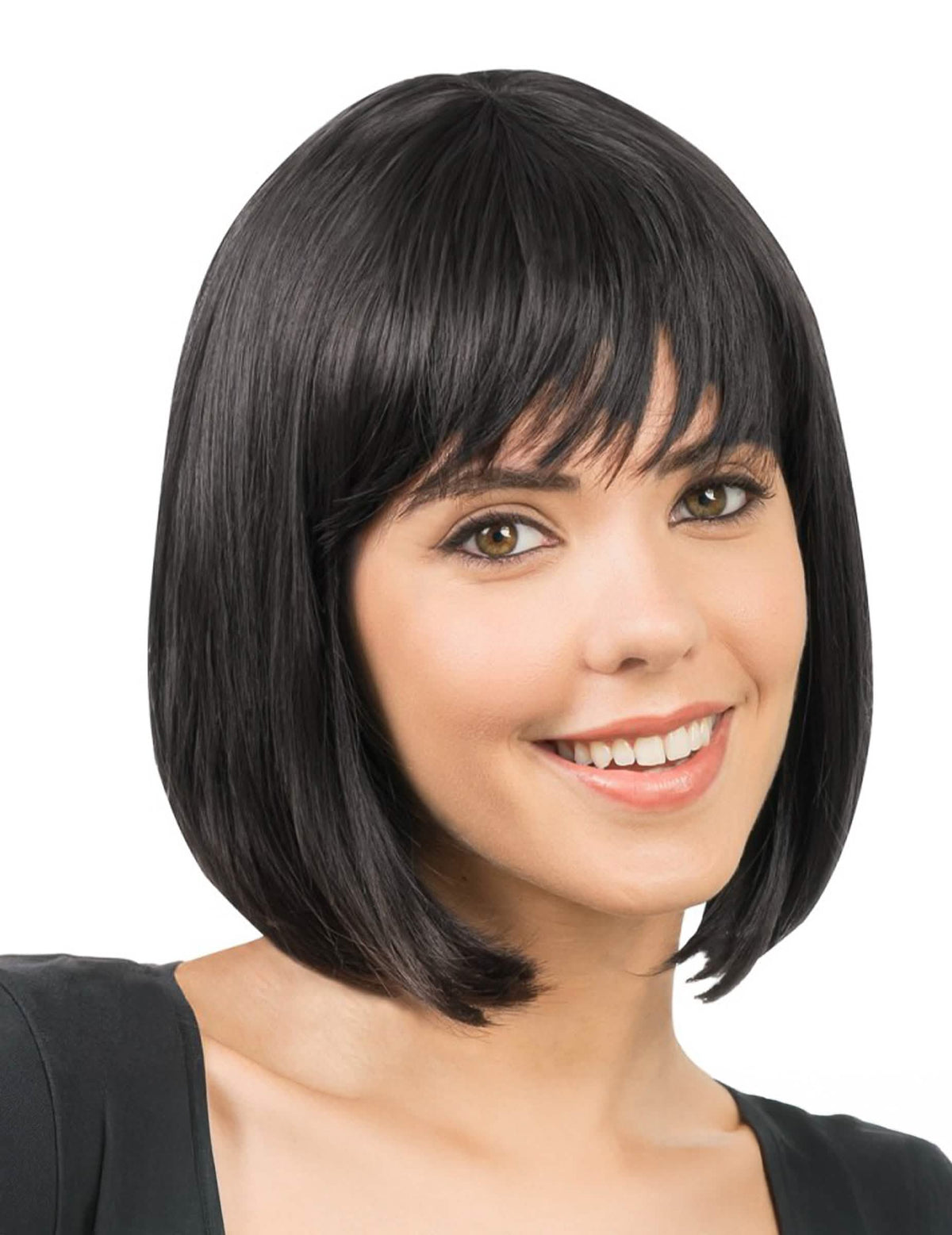 Perruque coiffable carrée noire luxe femme