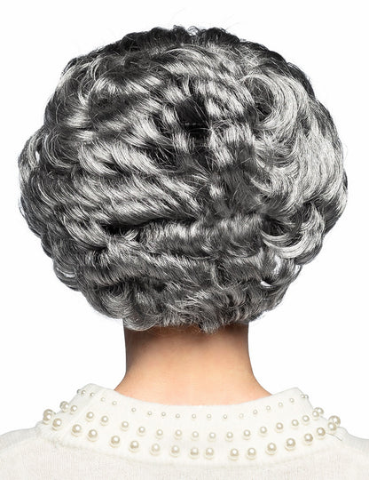Vedere din spate a perucii scurte pentru adult de culoare gri
