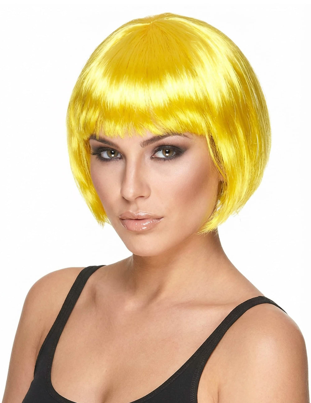 Perucă scurtă pentru femeie galben tăiată bob