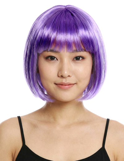 Perruque courte mauve femme