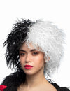 Perruque cruelle pour femme bicolore noir et blanc