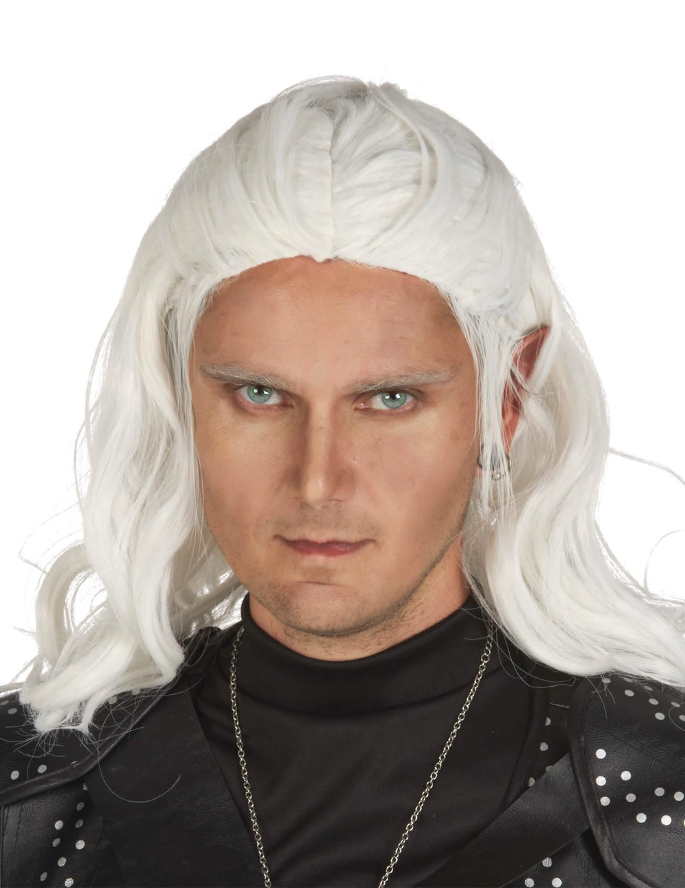 Perucă de elf adult albă, lungă și ondulată