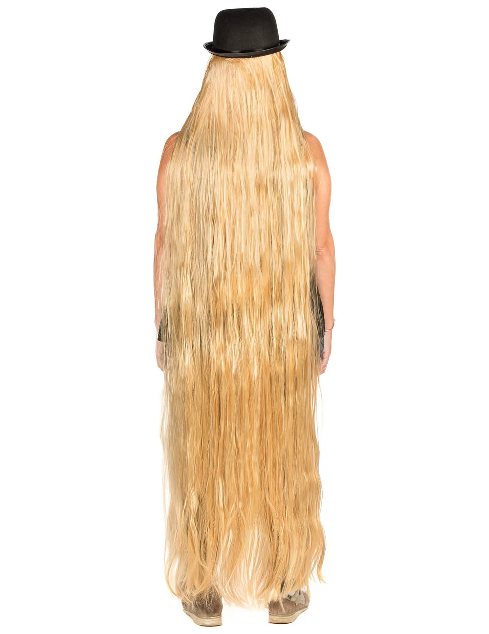 Vedere din spate a perucii extra lungi blonde pentru adult