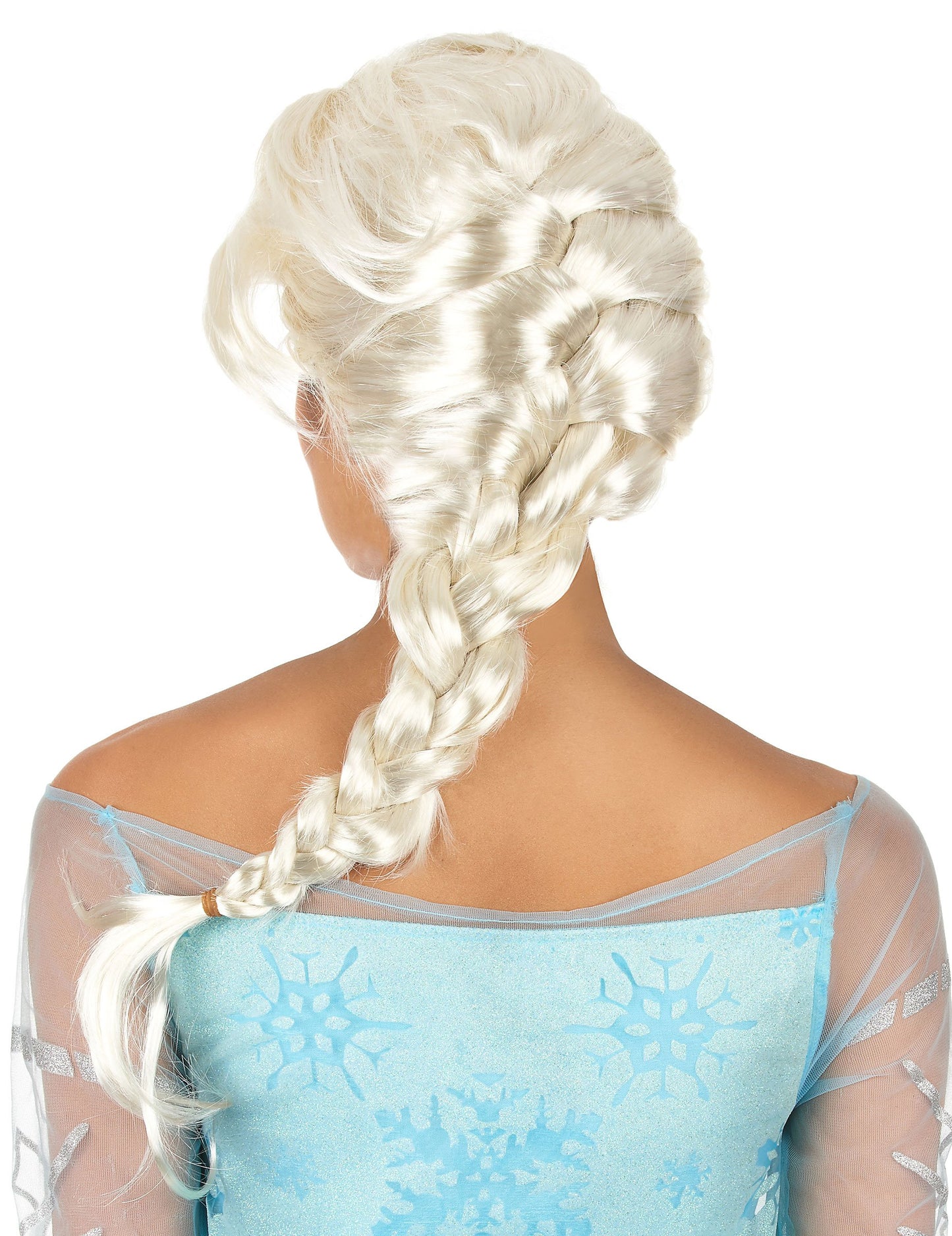 Vue de dos de la perruque blonde avec tresse pour femme