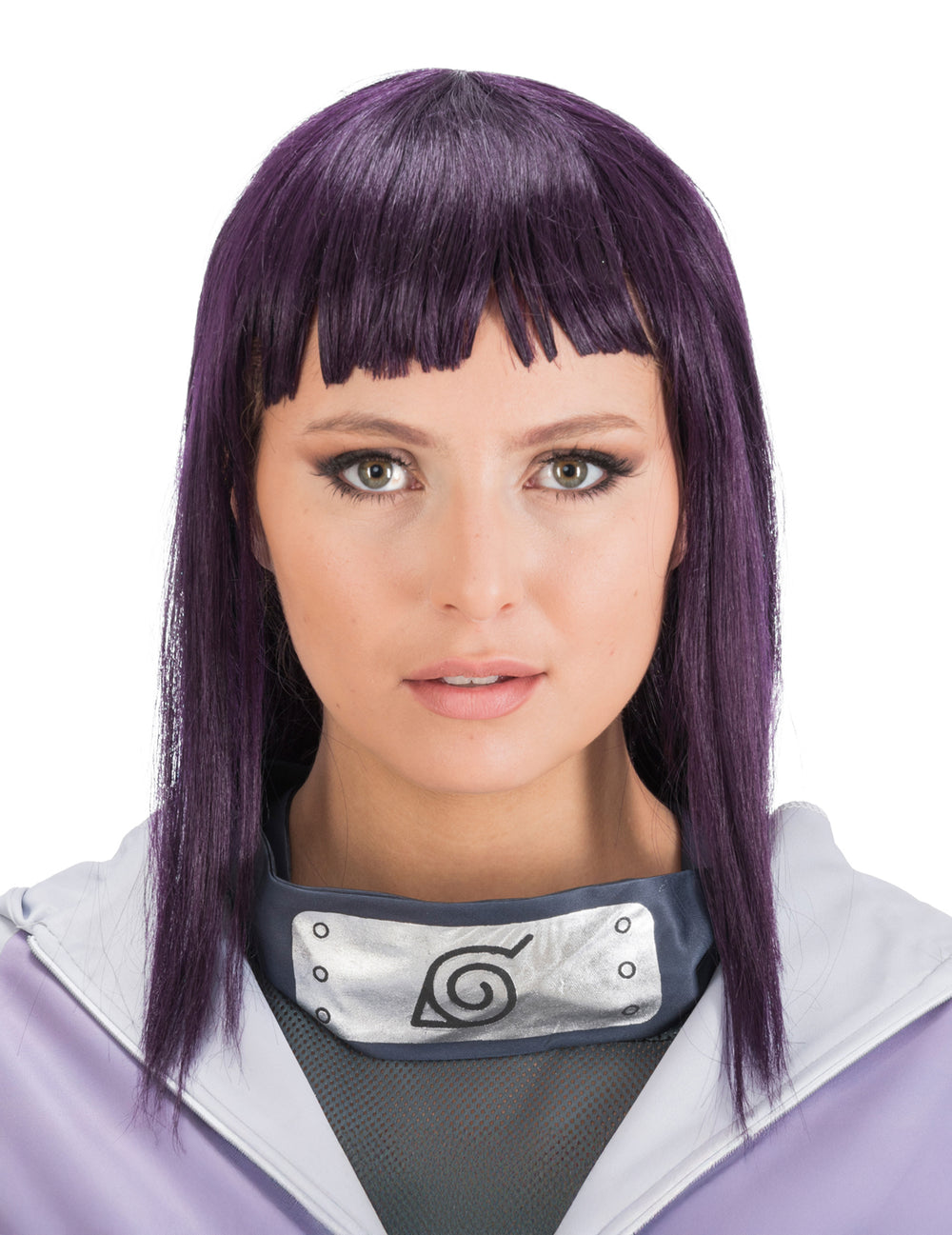 Perruque Hinata Naruto pour adulte violette lisse avec frange