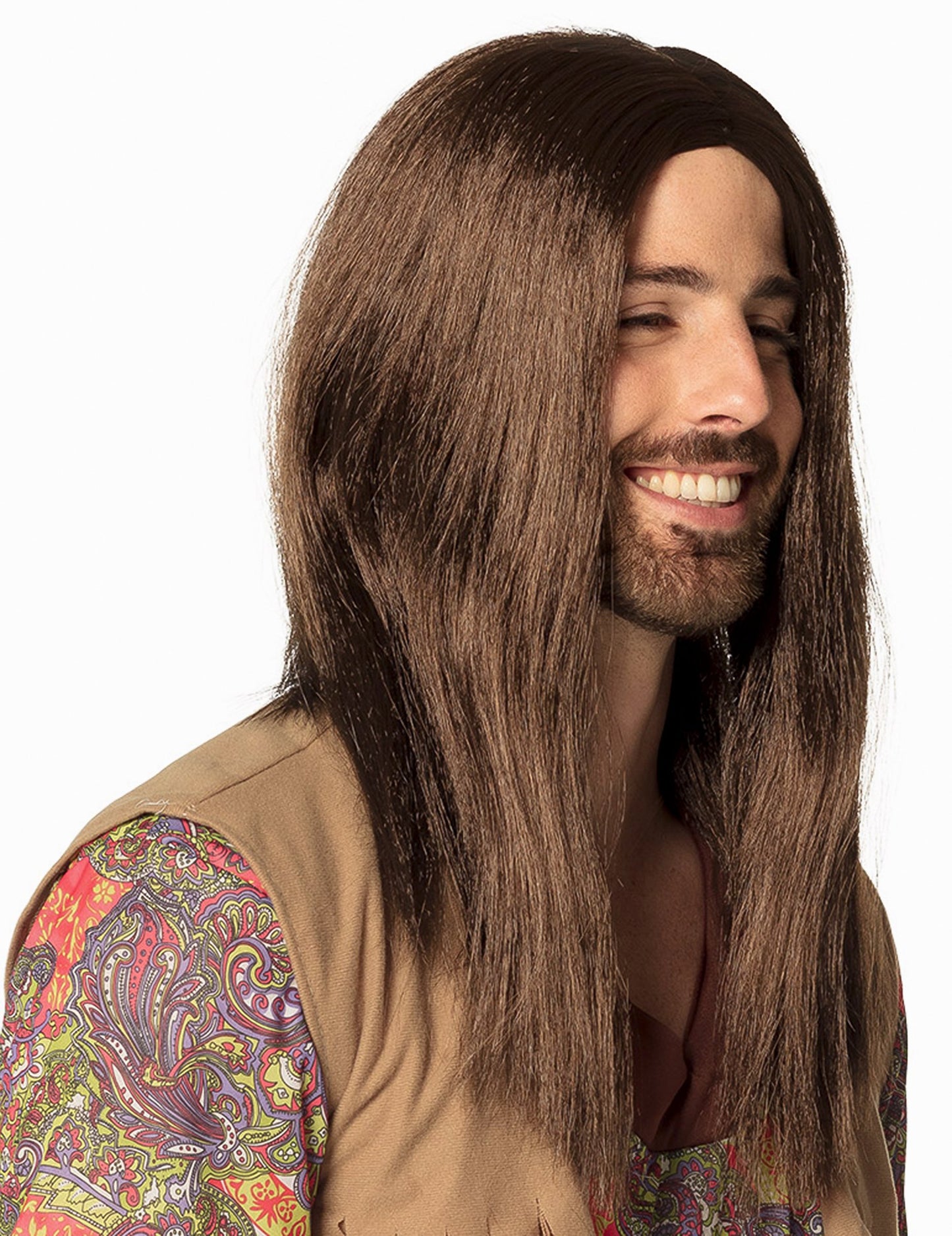 Peruca pentru hippie maro adultă