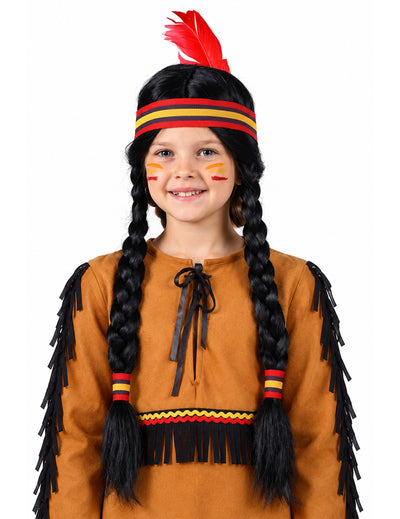 Perucă indiană cu împletituri pentru copii