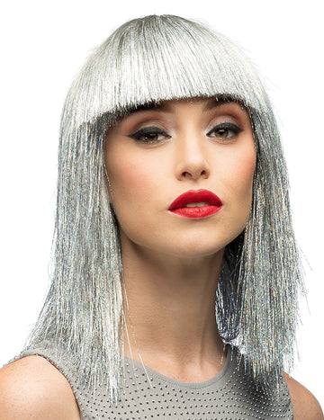 Peruca iridescentă de argint pentru femei