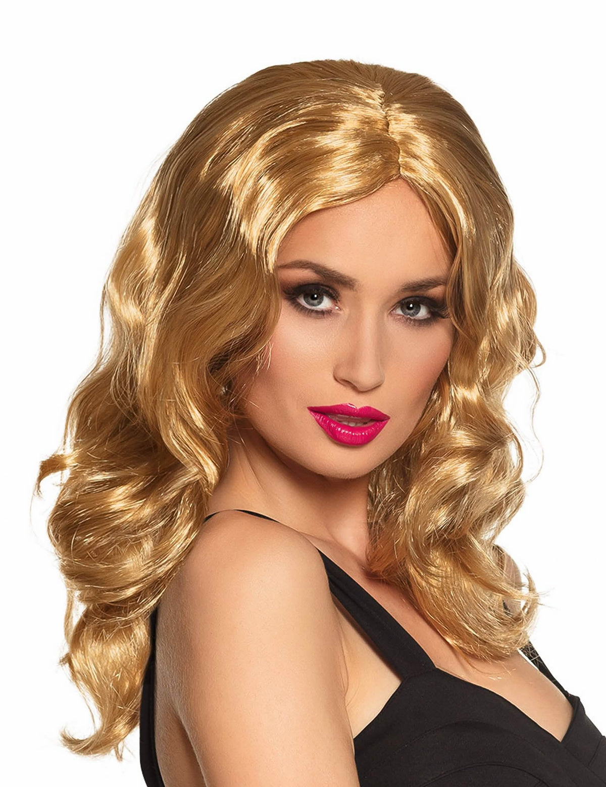 Perucă lungă blondă pentru femeie ondulată