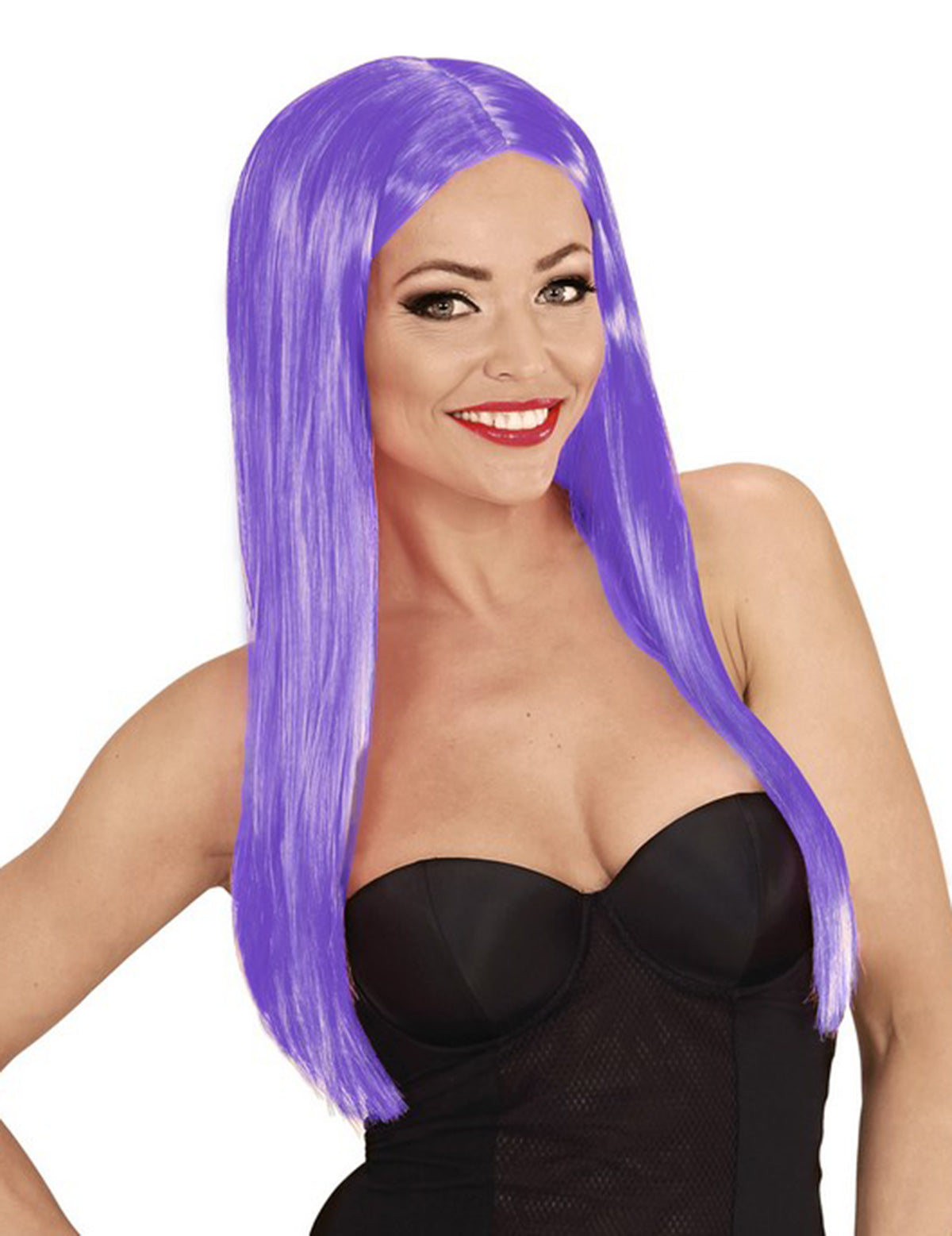 Perruque longue glamour pour femme violette