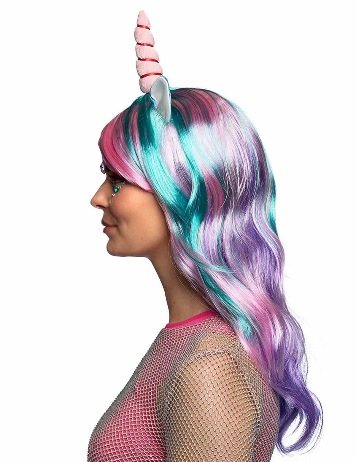 Vedere din profil a perucii lungi unicorni a viselor