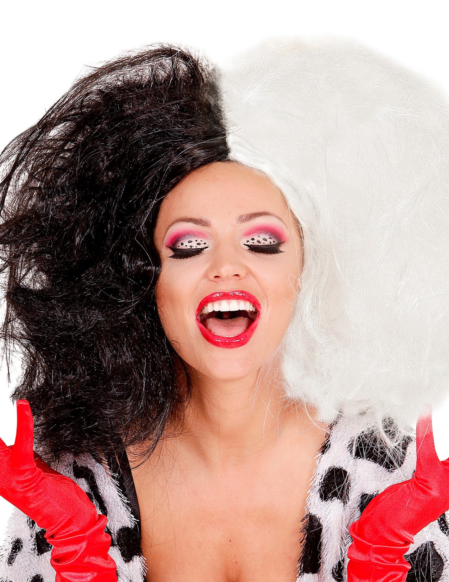 Peruca alb -negru alb -negru