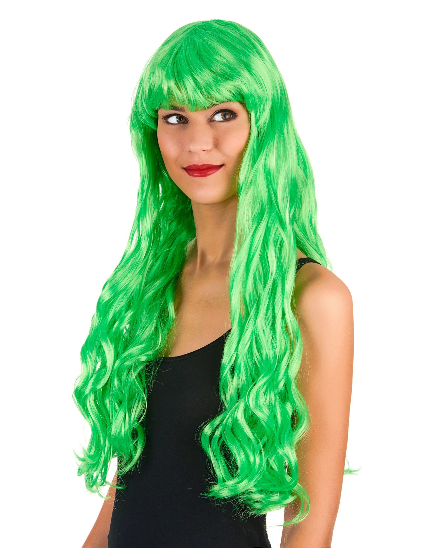 Fluo Green Green Wig lung cu breton pentru femei