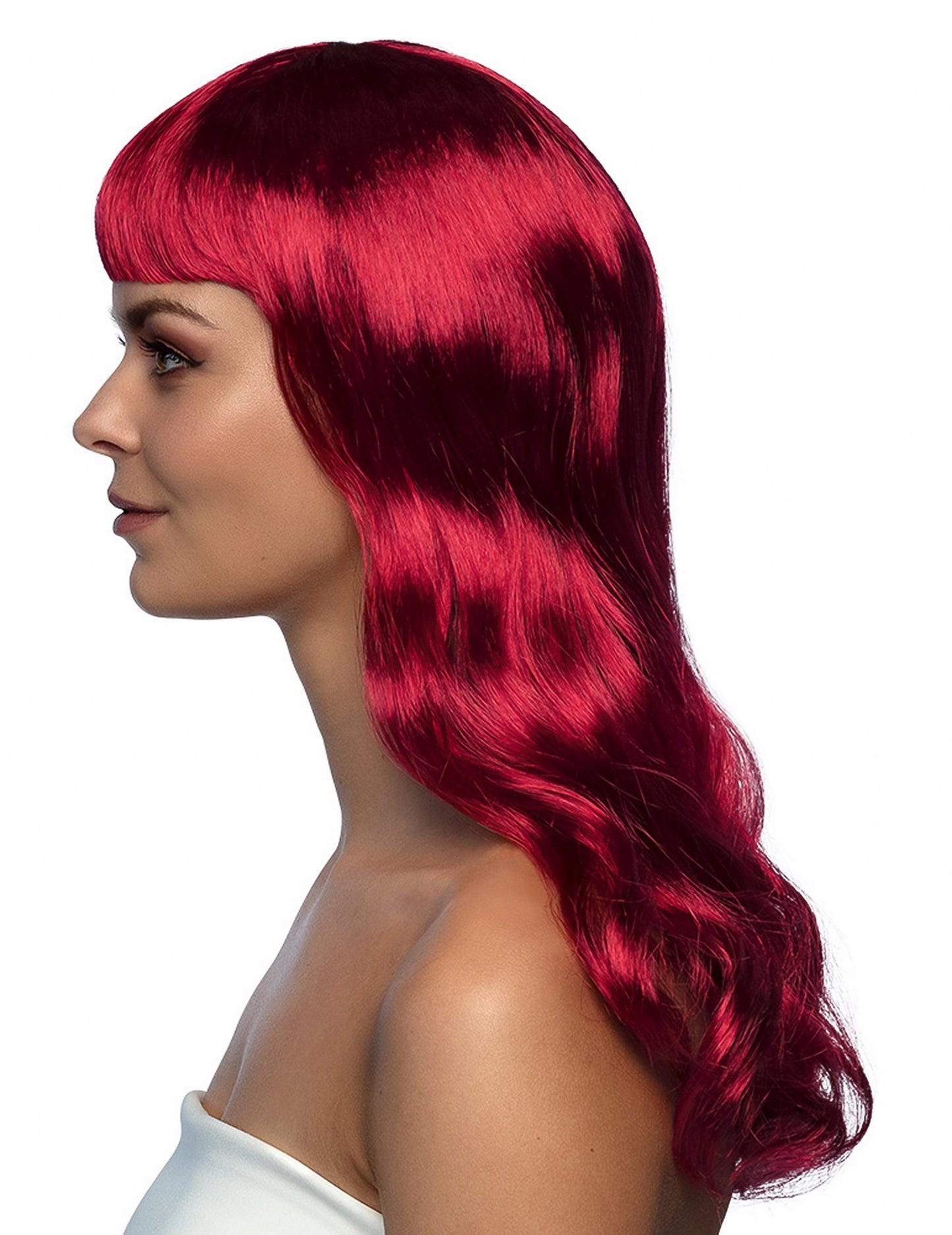 Peruca roșie lungă întunecată a femeilor