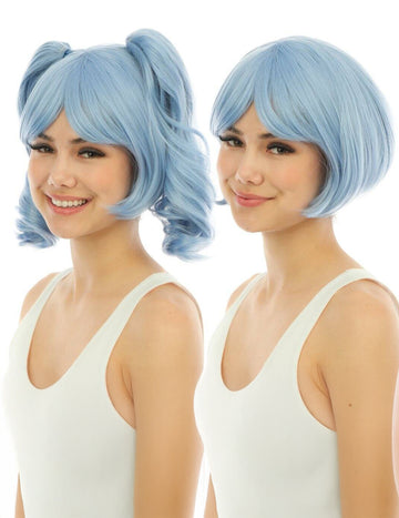 Perucă de manga cu pigtailuri detașabile de lux pastel pastel