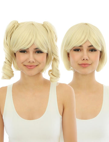 Peruca de manga cu blondă de lux de pigtailuri detașabile