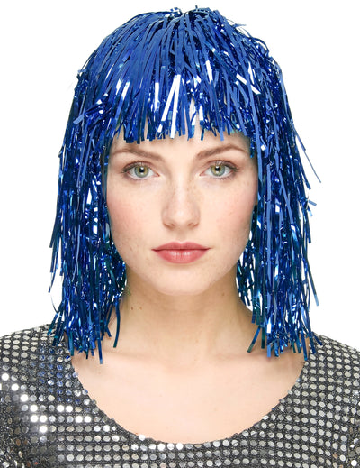 Peruca de metal albastru adult