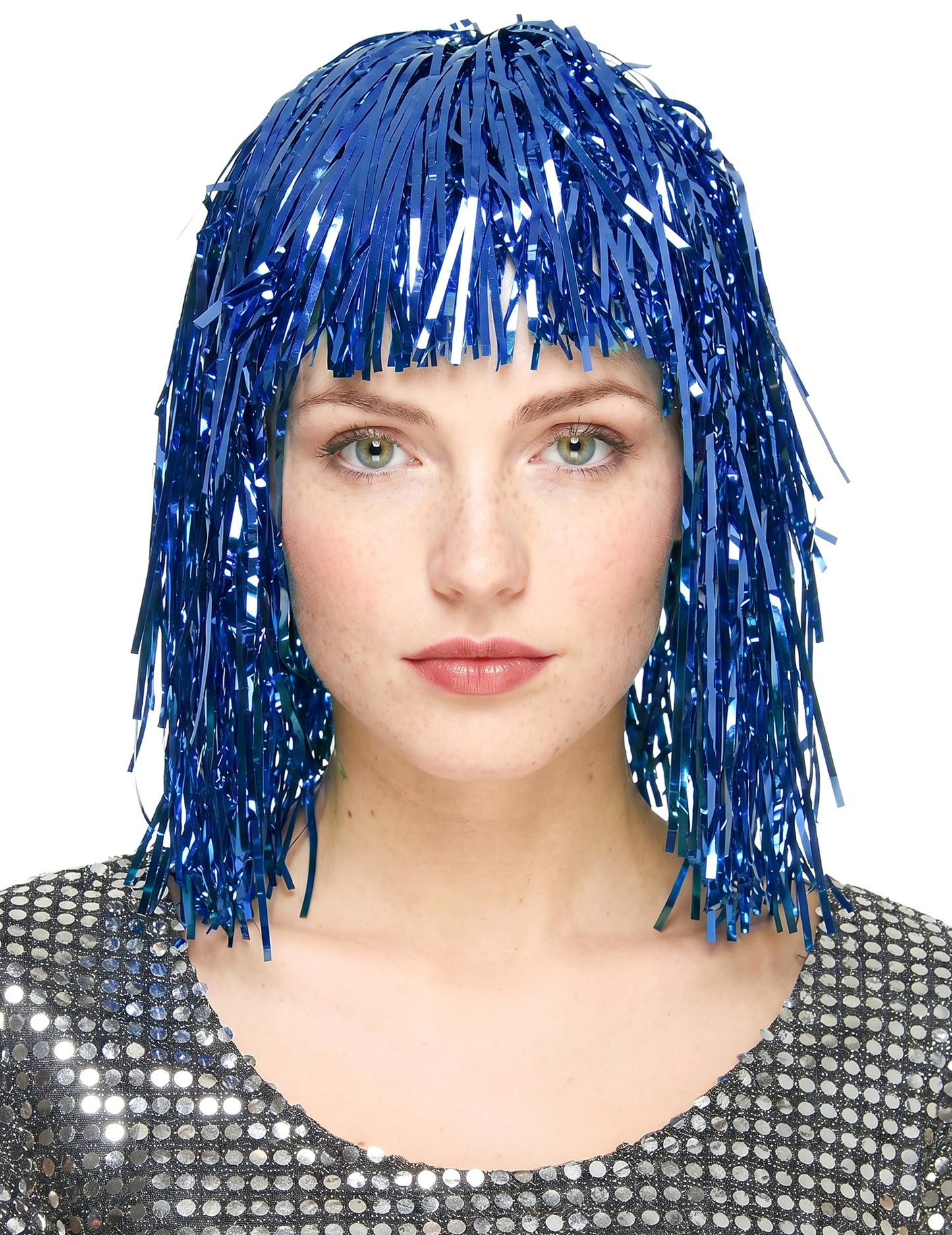 Peruca de metal albastru adult