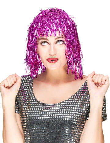 Peruca metalică pentru adulți fuchsia