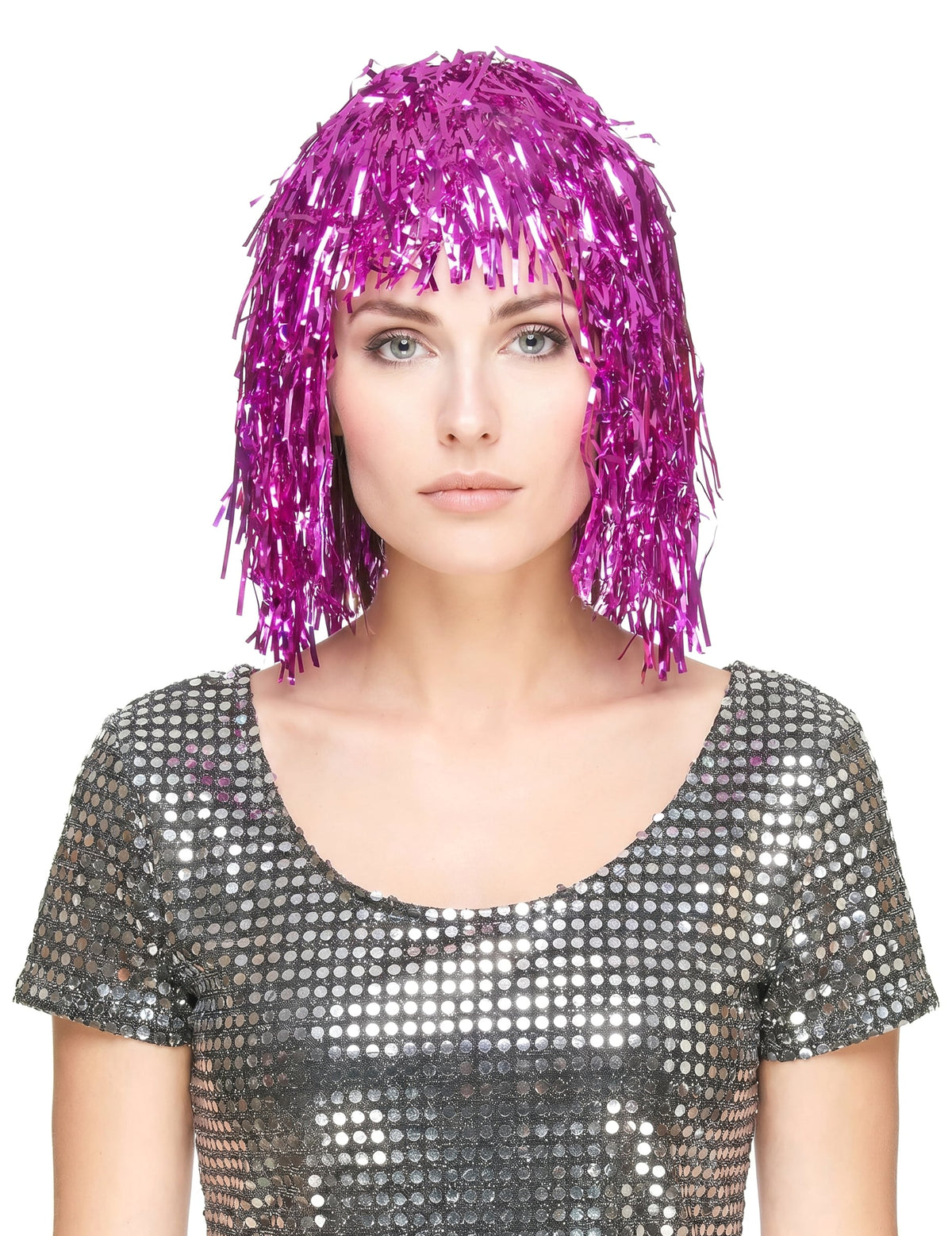 Peruca metalică pentru adulți fuchsia