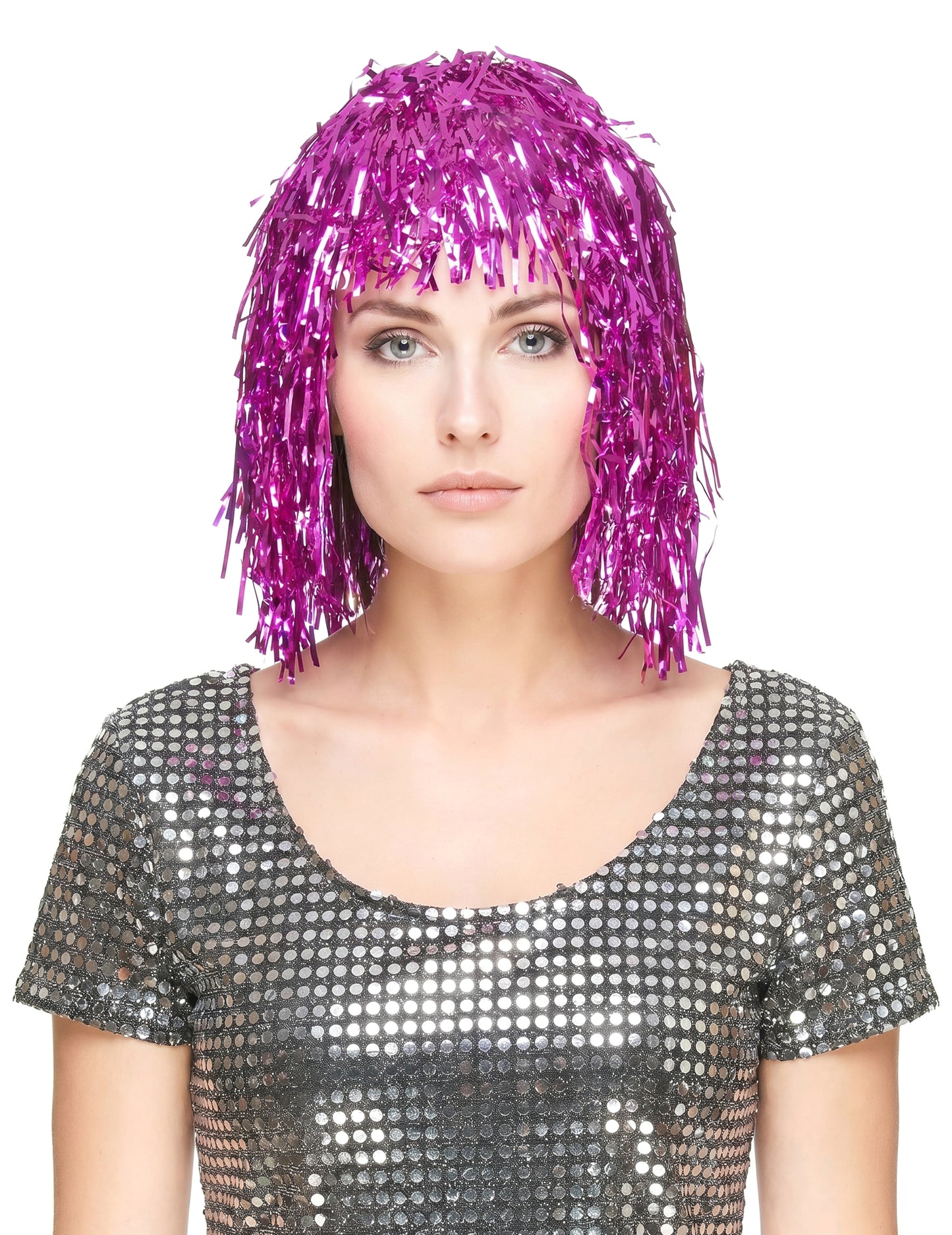 Peruca metalică pentru adulți fuchsia