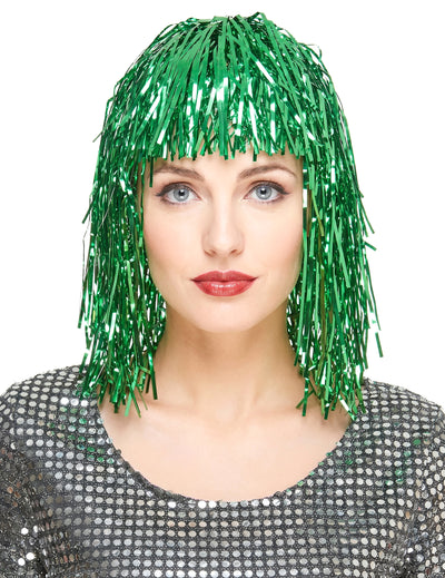 Perruque metallique verte femme