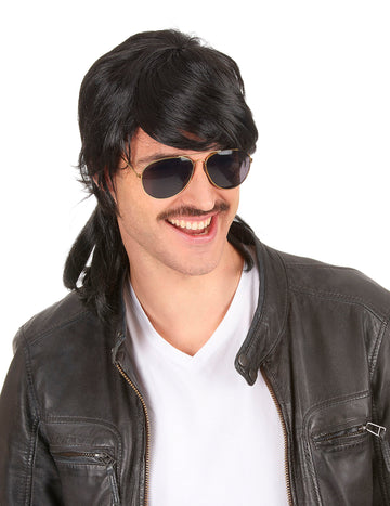 Perucă neagră de chefin drept pentru bărbați