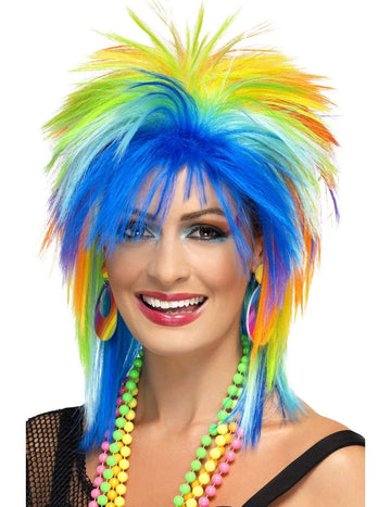 Peruca femeilor multicolore din anii 80