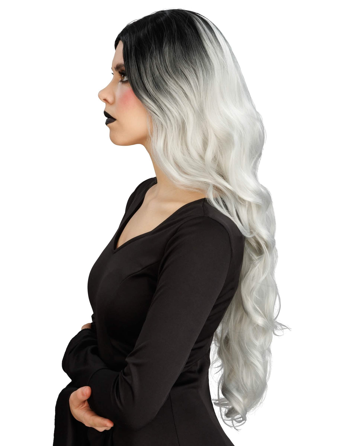 Perucă ombré alb-negru de lux pentru femei