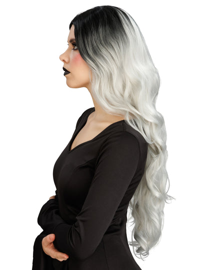 Perucă ombré alb-negru de lux pentru femei