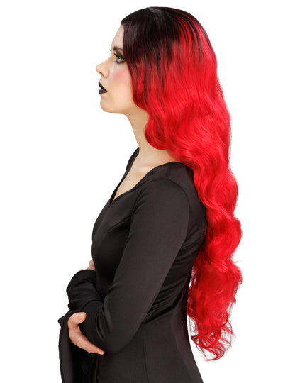 Perucă ombré roșu și negru de lux pentru femei