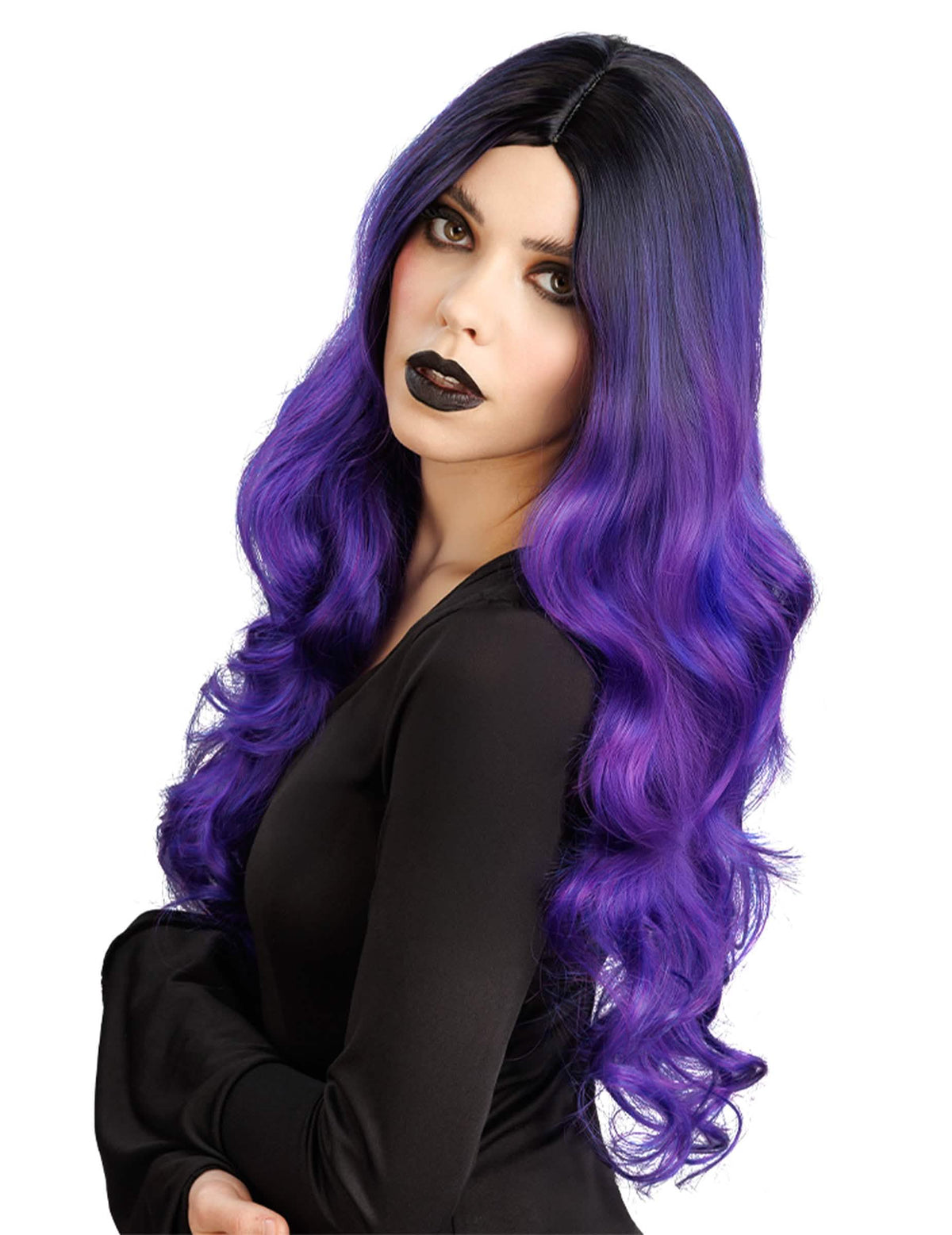 Perucă ombré violet și negru de lux pentru femei