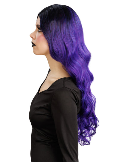Perucă ombré violet și negru de lux pentru femei