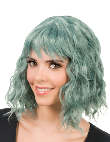 Perucă ondulată verde pentru femei 