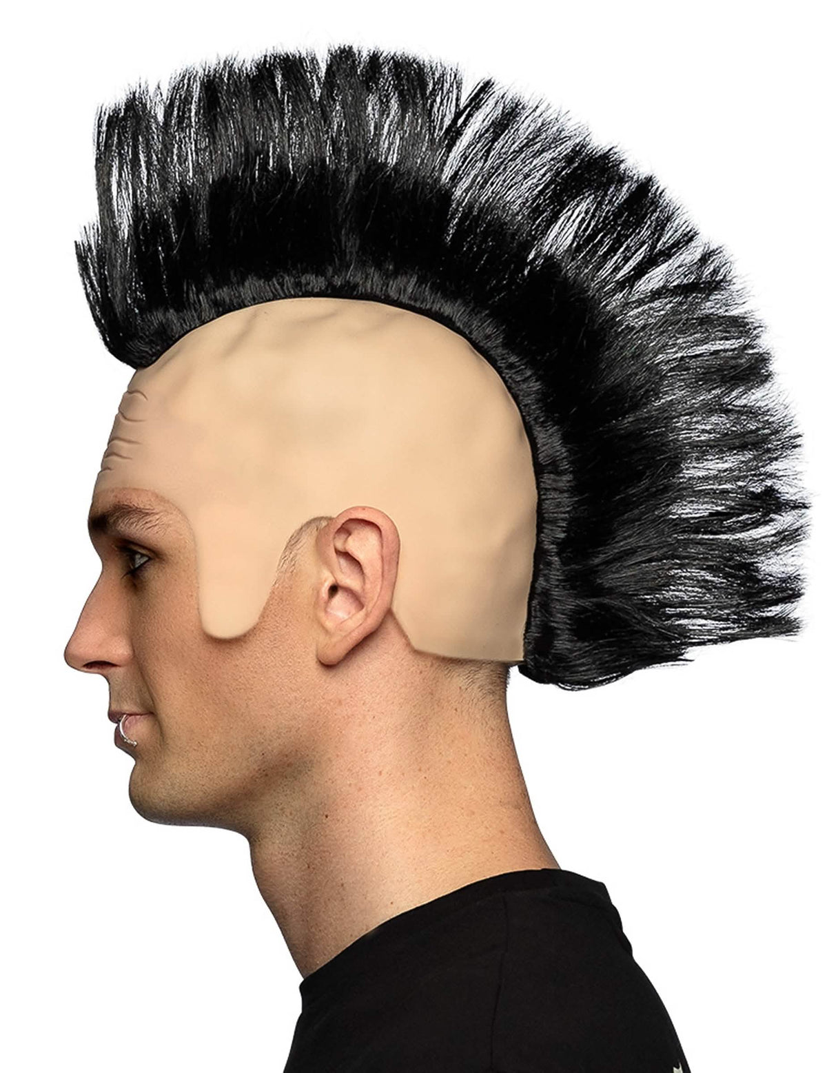 Vedere laterală a perucii punk cu creastă