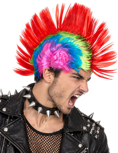 Peruca punk multicoloră pentru bărbați