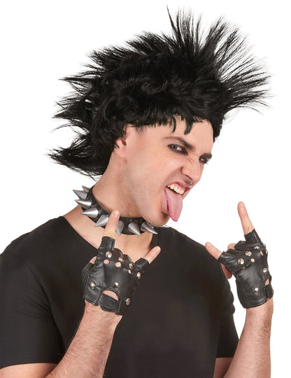 Peruca punk neagră pentru bărbați