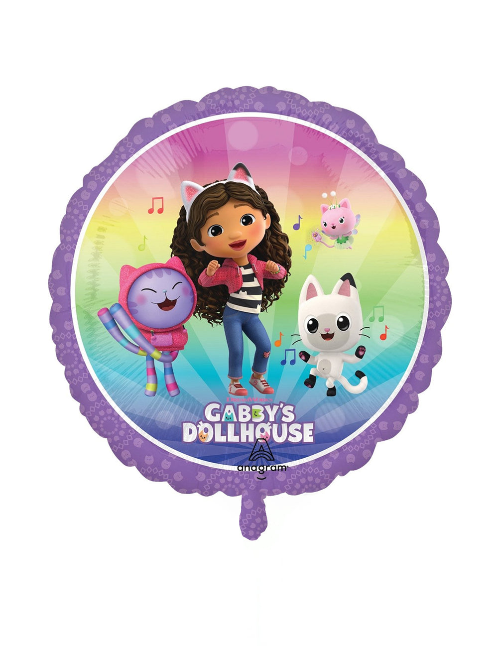 Ballon aluminium Gabby et la maison magique pour enfant violet avec Gabby et Pandy Paws