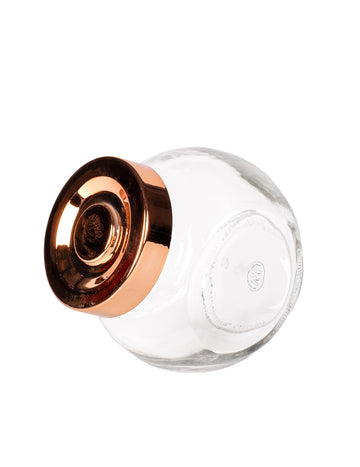 Petit pot en verre contenant à dragées pour fête avec couvercle rose gold